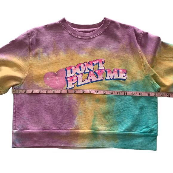 By Samii Ryan | Don’t Play Me Multicolor Tie Dye Cropped Sweatshirt Small - Picture 6 of 10